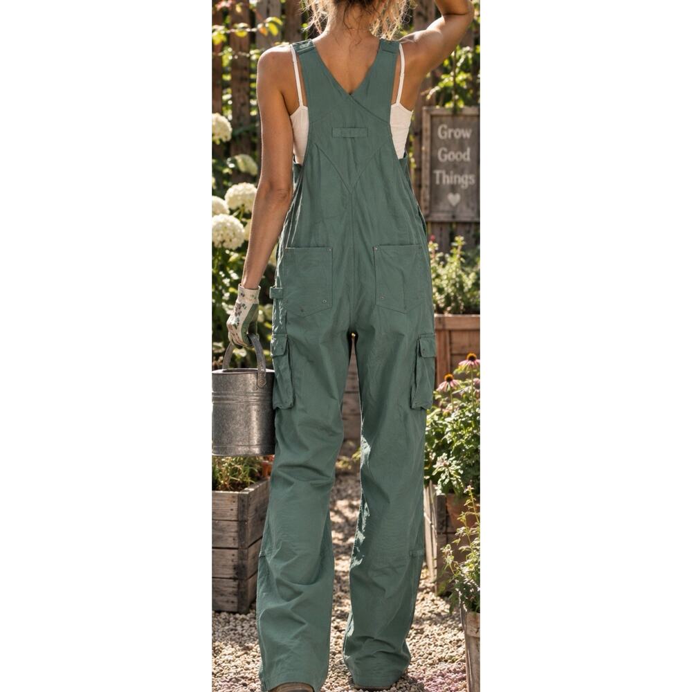 Duluth Trading Co Women’s L Regular Sage Green Utility Overalls Rip Stop Nylon - Picture 3 of 9